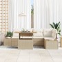 Conjunto de Sofá de Jardín Set de 6 Beige, Crema Ratán, Poliéster de , Sofás de exterior - Ref: Foro24-3350073, Precio: 485,7...