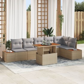 Juego de Sofás de Jardín Set de 7 Beige Ratán de , Sofás de exterior - Ref: Foro24-3350077, Precio: 534,64 €, Descuento: %