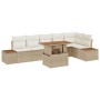 Conjunto de Sofá de Jardín Set de 7 Beige Ratán, Madera, Poliéster de , Sofás de exterior - Ref: Foro24-3350078, Precio: 535,...