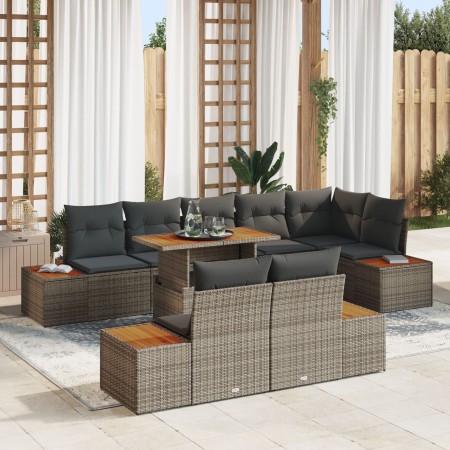 Set de sofá para jardín Set de 9 Gris, Madera Natural de , Sofás de exterior - Ref: Foro24-3350081, Precio: 715,35 €, Descuen...