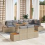 Conjunto de Sofá de Jardín 9 Piezas Beige, Gris Ratán, Poliéster de , Sofás de exterior - Ref: Foro24-3350082, Precio: 743,81...