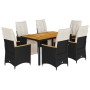 Set de mesa y sillas de jardín 7 pzas y cojines ratán PE negro en Conjuntos de jardín | Comprar online en Foru.es