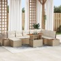 Conjunto de Sofá de Jardín Set de 9 Beige y crema Ratán y poliéster de , Sofás de exterior - Ref: Foro24-3350098, Precio: 648...