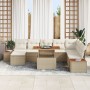 Conjunto de Sofá de Jardín Set de 9 Beige y crema Ratán y poliéster de , Sofás de exterior - Ref: Foro24-3350098, Precio: 648...