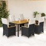 Set de mesa y sillas de jardín 7 pzas y cojines ratán PE negro en Conjuntos de jardín | Comprar online en Foru.es