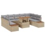 Set de Sofá de Jardín Set de 6 Beige, Gris Ratán, Poliéster de , Sofás de exterior - Ref: Foro24-3350102, Precio: 674,96 €, D...