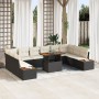 Juego de Comedor de Jardín de 11 Piezas con Cojines Ratán Poliéster Negro de , Sofás de exterior - Ref: Foro24-3350104, Preci...