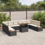 Juego de Comedor de Jardín de 11 Piezas con Cojines Ratán Poliéster Negro de , Sofás de exterior - Ref: Foro24-3350104, Preci...