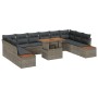 Juego de Comedor de Jardín de 11 Piezas con Cojines Gris de Poliratán Acacia de , Sofás de exterior - Ref: Foro24-3350106, Pr...