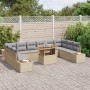 Set de Comedor de Jardín de 11 Piezas con Cojines Beige Ratán Poliéster de , Sofás de exterior - Ref: Foro24-3350107, Precio:...