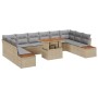 Set de Comedor de Jardín de 11 Piezas con Cojines Beige Ratán Poliéster de , Sofás de exterior - Ref: Foro24-3350107, Precio:...