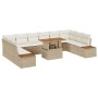 Conjunto de Comedor de Jardín de 11 Piezas con Cojines Beige Poliratán Acacia de , Sofás de exterior - Ref: Foro24-3350108, P...