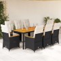 Set de mesa y sillas de jardín 9 pzas y cojines ratán PE negro en Conjuntos de jardín | Comprar online en Foru.es