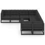 Set de muebles de jardín 8 pzas con cojines madera pino negro de vidaXL, Conjuntos de jardín - Ref: Foro24-3077028, Precio: 9...
