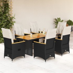Set de mesa y sillas de jardín 7 pzas y cojines ratán PE negro en Conjuntos de jardín | Comprar online en Foru.es