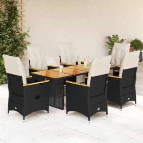 Set de mesa y sillas de jardín 7 pzas y cojines ratán PE negro en Conjuntos de jardín | Comprar online en Foru.es