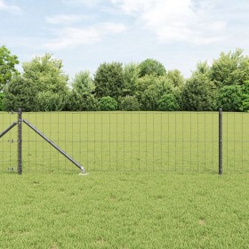 Cerca Euro de con 13 postes con picas 0.6x25 m de acero galvanizado gris de , Paneles de vallas - Ref: Foro24-3350682, Precio...