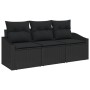 Juego de Sofá de Jardín Conjunto de 3 Negro Ratán, Tela de , Sofás de exterior - Ref: Foro24-3355252, Precio: 242,52 €, Descu...