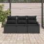Juego de Sofá de Jardín Conjunto de 3 Negro Ratán, Tela de , Sofás de exterior - Ref: Foro24-3355252, Precio: 242,52 €, Descu...