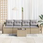 Juego de Comedor de Jardín de 5 Piezas con Cojines Beige de Ratán Poliéster de , Sofás de exterior - Ref: Foro24-3355259, Pre...