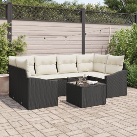 Conjunto de Sofá de Jardín Conjunto de 7 Negro y Crema de , Sofás de exterior - Ref: Foro24-3355286, Precio: 476,96 €, Descue...