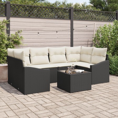 Conjunto de Sofá de Jardín Conjunto de 7 Negro y Crema de , Sofás de exterior - Ref: Foro24-3355286, Precio: 476,96 €, Descue...