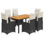 Set de mesa y sillas de jardín 7 pzas y cojines ratán PE negro en Conjuntos de jardín | Comprar online en Foru.es