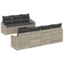 Set de Sofá de Jardín 8 Piezas Beige, Gris Oscuro Ratán, Poliéster de , Sofás de exterior - Ref: Foro24-3355301, Precio: 616,...