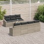 Set de Sofá de Jardín 8 Piezas Beige, Gris Oscuro Ratán, Poliéster de , Sofás de exterior - Ref: Foro24-3355301, Precio: 616,...