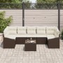 Juego de Sofás de Jardín de 8 Piezas con Cojines Marrón Ratán Poli de , Sofás de exterior - Ref: Foro24-3355307, Precio: 543,...