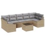 Juego de Sofá de Jardín de 8 Piezas con Cojines Beige de Poliratán de , Sofás de exterior - Ref: Foro24-3355309, Precio: 546,...