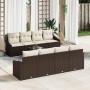 Conjunto de Sofá de Jardín de 7 piezas con Cojines Marrón Ratán Sintético de , Sofás de exterior - Ref: Foro24-3355317, Preci...
