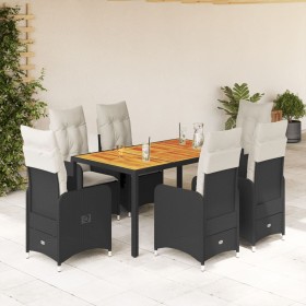 Set de mesa y sillas de jardín 7 pzas y cojines ratán PE negro en Conjuntos de jardín | Comprar online en Foru.es