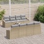 Conjunto de Sofá de Jardín de 7 Piezas con Cojines Beige Poliratán de , Sofás de exterior - Ref: Foro24-3355319, Precio: 498,...