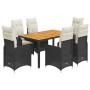Set de mesa y sillas de jardín 7 pzas y cojines ratán PE negro en Conjuntos de jardín | Comprar online en Foru.es