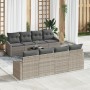 Conjunto de Sofás de Jardín de 7 Piezas con Cojines Gris Claro Ratán Poliéster de , Sofás de exterior - Ref: Foro24-3355321, ...