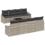 Conjunto de Sofás de Jardín de 7 Piezas con Cojines Gris Claro Ratán Poliéster de , Sofás de exterior - Ref: Foro24-3355321, ...