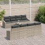 Conjunto de Sofás de Jardín de 7 Piezas con Cojines Gris Claro Ratán Poliéster de , Sofás de exterior - Ref: Foro24-3355321, ...