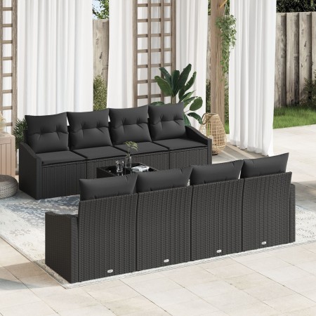 Conjunto de Sofás de Jardín de 7 piezas con Cojines Negro Ratán Poliéster de , Sofás de exterior - Ref: Foro24-3355322, Preci...