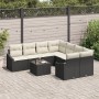 Conjunto de Sofá de Jardín 9 Piezas Crema y Negro de , Sofás de exterior - Ref: Foro24-3355326, Precio: 573,08 €, Descuento: %