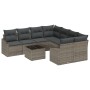 Conjunto de Comedor de Jardín de 9 Piezas con Cojines Grises de Ratán Polimérico de , Sofás de exterior - Ref: Foro24-3355328...