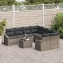 Conjunto de Comedor de Jardín de 9 Piezas con Cojines Grises de Ratán Polimérico de , Sofás de exterior - Ref: Foro24-3355328...