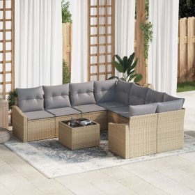 Conjunto de Sofá de Jardín Juego de 9 Beige, Gris Ratán, Poliéster de , Sofás de exterior - Ref: Foro24-3355329, Precio: 626,...