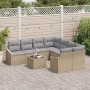 Conjunto de Sofá de Jardín Juego de 9 Beige, Gris Ratán, Poliéster de , Sofás de exterior - Ref: Foro24-3355329, Precio: 626,...