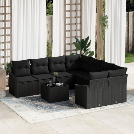 Set de Sofá de Jardín Conjunto de 9 Negro de , Sofás de exterior - Ref: Foro24-3355332, Precio: 616,35 €, Descuento: %