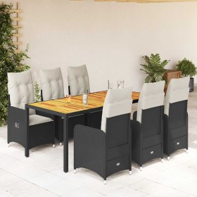 Set de mesa y sillas de jardín 7 pzas y cojines ratán PE negro en Conjuntos de jardín | Comprar online en Foru.es