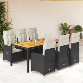 Set de mesa y sillas de jardín 7 pzas y cojines ratán PE negro en Conjuntos de jardín | Comprar online en Foru.es