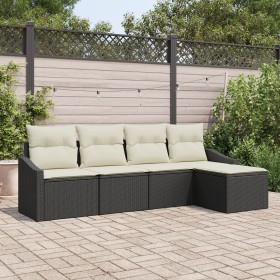Juego de Sofás de Jardín Conjunto de 5 Negro y crema de , Sofás de exterior - Ref: Foro24-3355346, Precio: 325,94 €, Descuent...