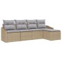 Sofá de Jardín Juego de 5 Beige, Gris Ratán, Poliéster de , Sofás de exterior - Ref: Foro24-3355349, Precio: 353,60 €, Descue...