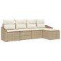 Set de Sofás de Jardín Conjunto de 5 Beige Ratán, Poliéster de , Sofás de exterior - Ref: Foro24-3355350, Precio: 374,88 €, D...